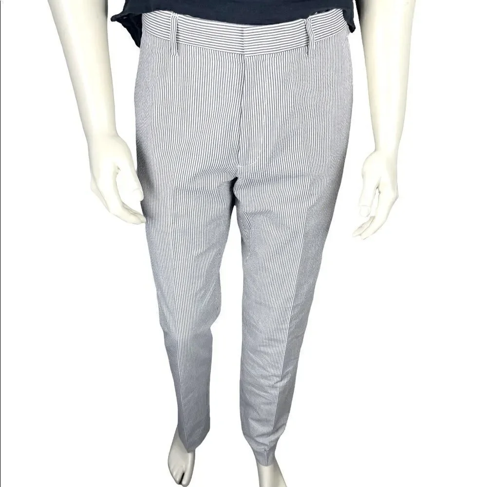 NWOT J. Crew Black/White Classic Seersucker Flat-Front Slacks Size 32